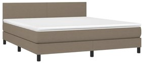 Letto a molle con materasso e led tortora 180x200 cm in tessuto