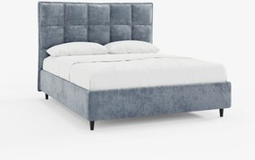 AURO letto imbottito con vano contenitore e testiera capitonné alta in ciniglia Oeko-Tex®