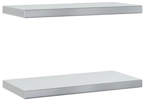 Mensole a muro 2 pz 50x23,5x3cm argento in acciaio inossidabile