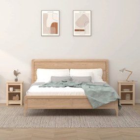 Comodini 2 Pz Grigi 40x35x55 Cm İn Legno Massello Di Pino /