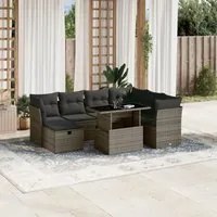 Set Divano da Giardino 8 pz con Cuscini Grigio in Polyrattan 3274680