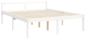 Letto per Anziani con Testiera Bianco King Legno Massello