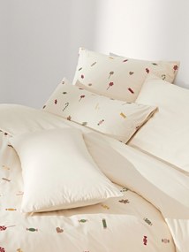 Copripiumino in cotone percalle con ricamo natalizio Lolly