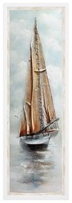 Dipinto incorniciato su tela Barca a vela bianco 34.6 x 94.6 cm
