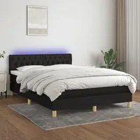 Letto a Molle con Materasso e LED Nero 140x190 cm in Tessuto 3133951