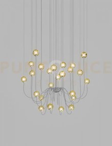 Puppet sospensione 24p ambra trasparente cromo lucido attacco g9