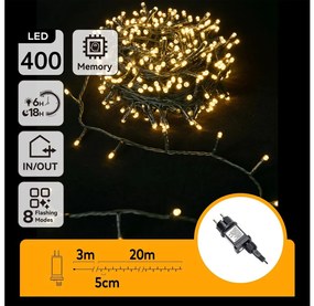 Aigostar - Catena LED natalizia da esterno 400xLED/8 funzioni 23m IP44 bianco caldo