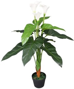 Calla Lily Artificiale con Vaso 85 cm Bianco