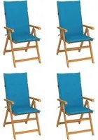 Sedie da Giardino 4 pz con Cuscini Blu Massello di Teak 3065534