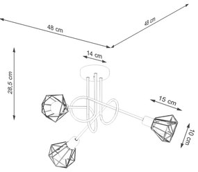 Sollux SL.1109 - Lampadario a stelo ARTEMIS 3xE14/40W/230V nero
