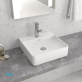 Lavabo D'Appoggio Da 42x42 Cm Finitura Bianco Lucido