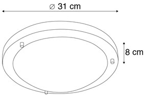 Plafoniera moderna in acciaio 31 cm IP44 - Yuma