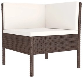 Set divani da giardino 9 pz con cuscini in polyrattan marrone