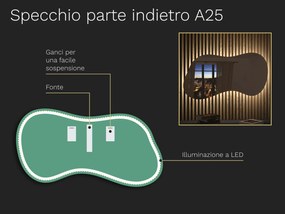 Specchio organico LED con illuminazione A25 60x32