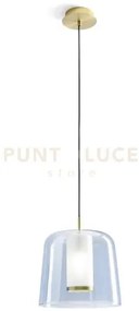 Frida sospensione 1 luce vetro azzurro cielo attacco g9 d.25cm