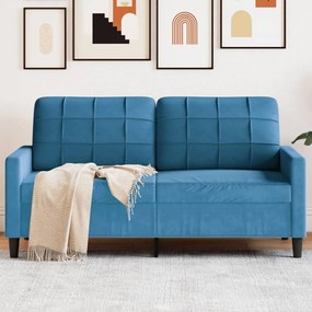 Divano A 2 Posti Blu 140 Cm İn Velluto /