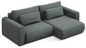Divano angolare grigio scuro allungabile/con contenitore (con penisola a destra/con chaise lounge) Kapua – Makamii