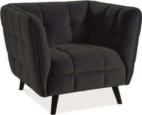 Poltrona Castello 1 in velluto nero - Blu19/wenge