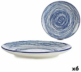 Piatto da pranzo Righe Azzurro Bianco Porcellana 24 x 2,8 x 24 cm (6 Unità)
