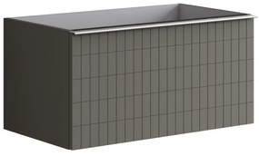 Mobile da bagno sotto lavabo Pixel grid frontale grigio carbone e maniglia alluminio brillante laccato opaco L 80 x H 40 x P 45.5 cm 1 cassetto, lavabo non incluso