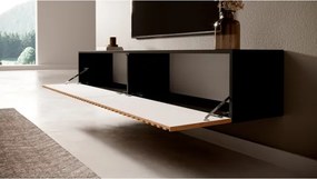 Mobile TV Sospeso Listellato 175 Cm Nero E Rovere Astra