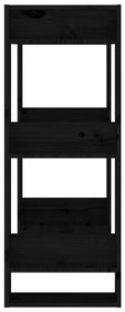 Libreria/divisorio nero 60x35x91 cm in legno massello di pino