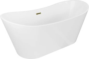 Mexen Montana vasca da bagno indipendente 180 x 80 cm, bianca, troppopieno dorato - 52011808000-50