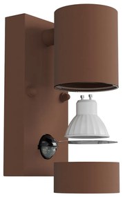 Applique cilindrica da Esterno IP65 GU10 con sensore Movimento - Corten