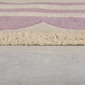 Passatoia in lana tessuta a mano di colore viola-naturale 80x230 cm Lois Scallop - Flair Rugs