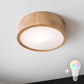 Brilagi - LED RGBW dimmerabile plafoniera CARVALHO 1xE27/9W/230V Wi-Fi rovere Ø 27,5