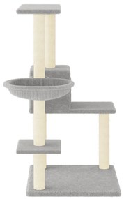 Albero per gatti con tiragraffi in sisal grigio chiaro 95 cm
