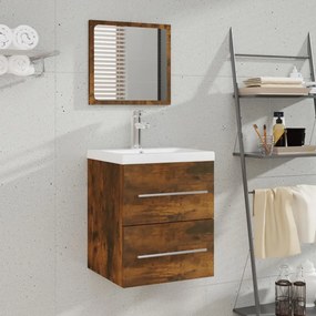 Mobile Da Bagno Con Specchio Rovere Fumo 41x38,5x48 Cm /
