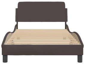 Giroletto con testiera marrone scuro 100x200 cm in tessuto
