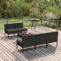 Set Divani da Giardino 6 pz con Cuscini in Polyrattan Nero cod mxl 38274