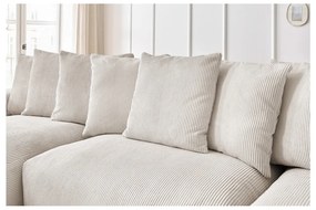 Divano angolare color crema con rivestimento in velluto a coste Voltaire – Bobochic Paris