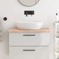 Piano Bagno 80x50x4 cm in Legno Massello Non Trattato 3156024