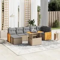 Set Divano da Giardino 8 pz con Cuscini Beige in Polyrattan 3274069