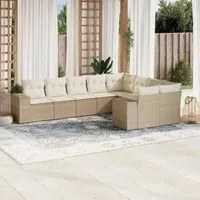 Set Divano da Giardino 9 pz con Cuscini Beige in Polyrattan 3255375