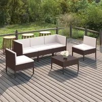 Set Divani da Giardino 6 pz con Cuscini in Polyrattan Marrone 3094343