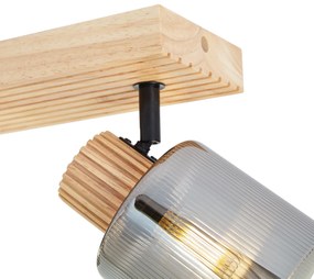 Faretto moderno in legno con vetro fumé a 3 luci ruotabile e inclinabile - Gracy