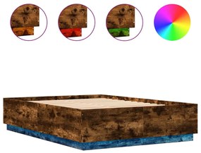 Giroletto con luci led rovere fumo 160x200 cm legno multistrato