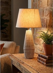 Lampada da tavolo color crema con paralume in tessuto (altezza totale 69,5 cm) Hanoi – Mauro Ferretti