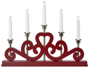 Markslöjd 706211 - Candelabro natalizio ENEBY 5xE10/3W/230V rosso/ottone