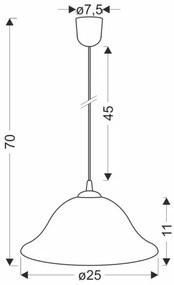 Lampadario a sospensione con filo VERA 1xE27/60W/230V rame/bianco