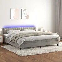 Letto a Molle Materasso e LED Grigio Chiaro 200x200 cm Velluto cod mxl 64636