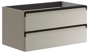 Mobile da bagno sotto lavabo Fusion beige laccato opaco L 79.5 x H 40 x P 45.5 cm 2 cassetti, lavabo non incluso