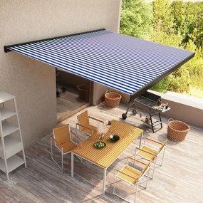 Tenda A Cassonetto Motorizzata 400x300 Cm Blu E Bianco /
