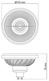 Lampada LED AR111 15W, angolo 45°, CRI92, No-Flickering - OSRAM LED Colore Bianco Caldo 3.000K