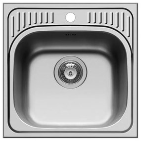 Lavello integrato 1 vasca in inox argento DELINIA ET34 L 48 x L 48 cm