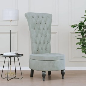 Sedia Schienale Alto Design con Bottoni in Velluto Elegante e Raffinata, Grigio chiaro